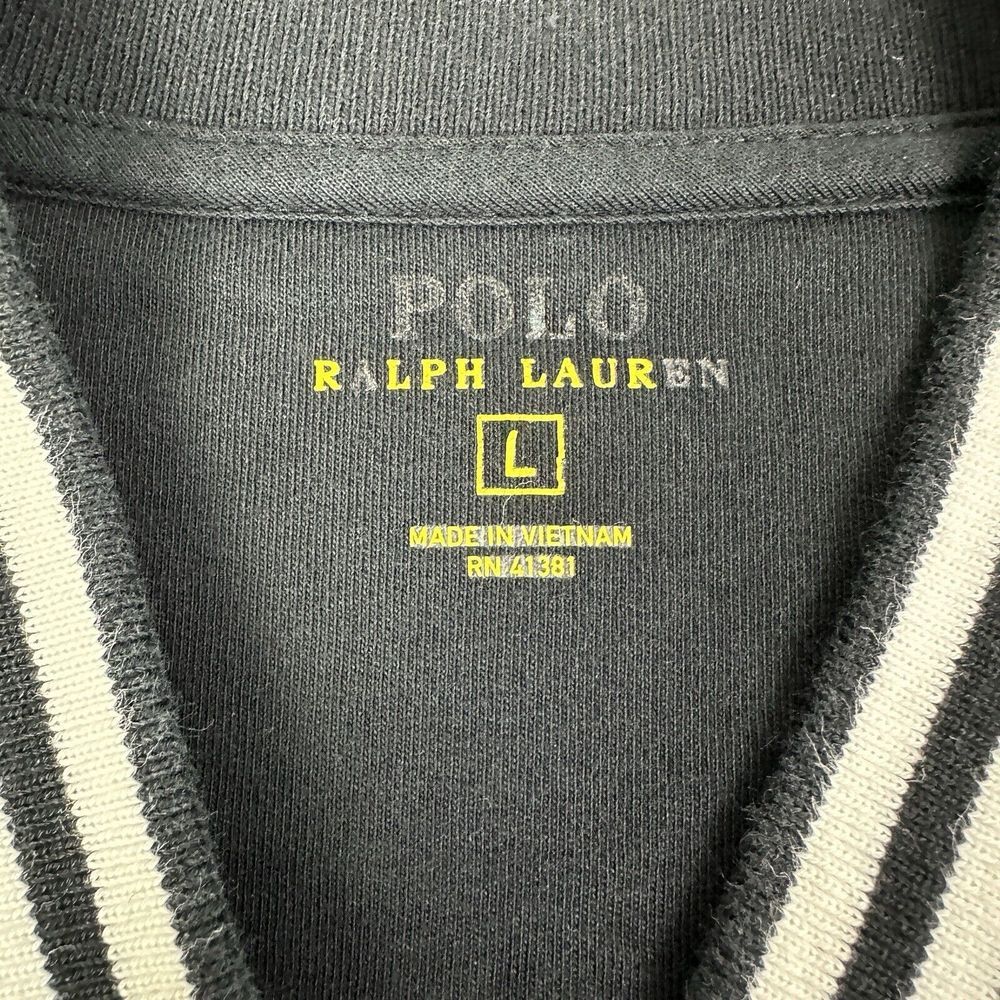Polo Ralph Lauren Track Jacket Mens Large Double Knit Black Full Zip Red Pony - Picture 5 of 13